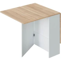 Table de cuisine rabattable FLY - Mélaminé blanc artik et chene - L 31/140 x P 77 x H 78 cm(m-3)