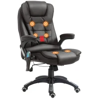 HOMCOM Executive Office Chair with Vibration Massage and Heat, High Back, PU Leather Massage Office Chair, Brown(m-10)