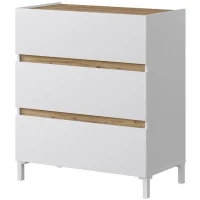 Commode 3 tiroirs - Décor chene et blanc - Finition satinée - L79 x P41 x H90 cm - TEMPUS(m-1)