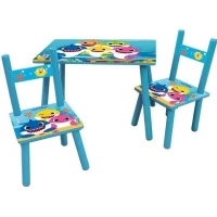 BABY SHARK table rectangulaire 41,5x61x42 cm + 2 chaises 49,5x31x31,5cm pour enfant(m-1)