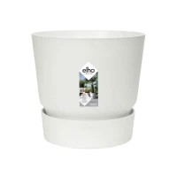 ELHO Pot de fleurs rond Greenville 40 - Extérieur - Ø 39 x H 36,8 cm - Blanc(m-2)