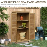 Outsunny Armario de Jardín 0,31 m² Cobertizo de Exterior con 2 Puertas y 2 Estantes Interiores 87x46,5x160 cm Madera Natural(m-7)