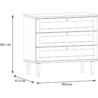 Commode - 3 tiroirs - Décor Chene- Cannage - L90,4 x P41,4 x H80 cm - CALASETTA(m-6)