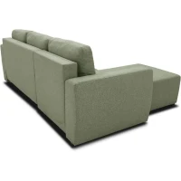 Canapé d'angle convertible réversible 3 a 4 places - PHARELL - Tissu olive - Coffre de rangement - L 224 x P 155 x H 85 cm(m-6)