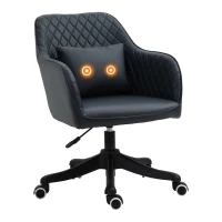 Vinsetto Velvet Office Chair, Desk Chair, Makeup Vanity Chair with Massage Lumbar Pillow and Rolling Wheels for Bedroom and Home, Deep Blue(m-10)