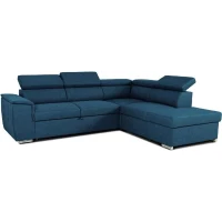 Canapé d'angle convertible réversible avec coffre - 5 places - DAYTONA - Tissu bleu - 260 x 94 x 216 cm(m-1)