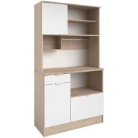 Buffet de cuisine - BECOOL -  100,2 x 185,7 x 45,3 cm - Chene / Blanc - PARISOT(m-4)