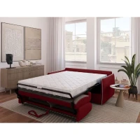 Canapé convertible express - AGATHE - Tissu Rouge - matelas 14cm - 175 x 100 x 87 cm(m-4)