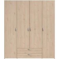 Armoire chambre VARIA - Décor chene - 4 portes  battantes + 2 tiroirs - L 159,9 cm x P 51,3 cm x H 185 cm(m-1)