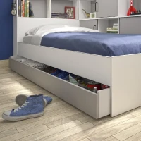 GAMI Erwan Lit enfant avec rangements - Décor blanc et gris- 90 x 200 cm(m-5)