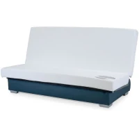 COMFORT BULTEX Banquette clic-clac - 3 places - Tissu bleu + Coussins déco gri(m-5)