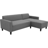 Canapé d'angle fixe 4 places BOB - Tissu anthracite - Réversible - L 197 x P 117 x H 65 cm(m-3)