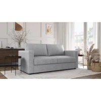 Canapé 3 places - Delta - Tissu Gris Clair - Convertible semi-express matelas 13cm - 190 x 92 x 90 cm(m-1)