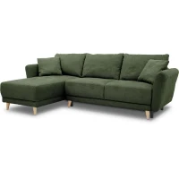 Canapé d'angle convertible réversible 3-4 places CLAUDIUS - Tissu Vert Olive - Coffre de rangement - L 244 x P 158 x H 95 cm(m-3)