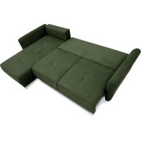Canapé d'angle convertible réversible 3-4 places CLAUDIUS - Tissu Vert Olive - Coffre de rangement - L 244 x P 158 x H 95 cm(m-4)