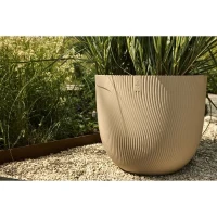 ELHO Pot de fleurs Sereh Rond 47 - Beige - Ø 47 x H 40 cm - 100% recyclé(m-5)