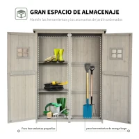 Outsunny Armario de Madera para Exterior para Herramientas de Jardinería con Doble Puerta y Estantes 127,5x50x164 cm Gris(m-4)
