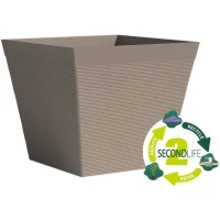 Pot carré - GARDEN ID - Green Care Impact Taupe - 29 x 26 cm - Garanti 10ans - 100% recyclé - UV/gel résistant(m-2)