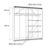 Armoire 2 portes coulissantes - Panneaux de particules - Blanc - L 170,3 x P 61,2 x H 190,5 cm - ULOS(m-6)