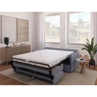 Canapé convertible express - matelas 14cm - AGATHE - Tissu Gris - 175 x 100 x 87 cm(m-4)