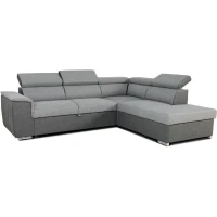 Canapé d'angle convertible réversible avec coffre - 5 places - DAYTONA - Tissu gris et anthracite - 260 x 77 / 94 x 216 cm(m-1)