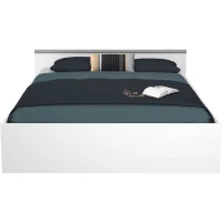 ZODIAC Lit adulte 140x190 cm - 2 tiroirs et 1 niche - Contemporain - Blanc mat(m-4)