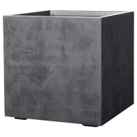DEROMA Pot de fleurs Cube Millennium R - 49 x H49,5 cm - Anthracite - A réserve d'eau - Roulettes(m-1)