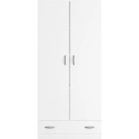 PARISOT Armoire 2 portes battantes + 1 tiroir - Panneaux de particules - Décor Blanc - L 78 cm x P 38 cm x H 170 cm - VARIA(m-3)