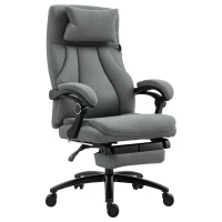 Vinsetto Fauteuil de bureau direction massant hauteur réglable dossier inclinable repose-pied intégré lin gris(m-1)