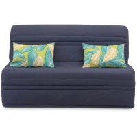 Banquette BZ - 2 places - Bleu Marine - Coussins Jungle - couchage 140 x 190 x 9 cm - Joe(m-3)