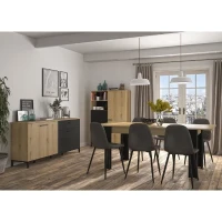 Table a manger extensible - GAMI - TRUST - Chene / Noir - 8 personnes - 160 x 90 x 77 cm(m-4)
