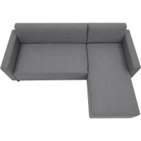 Canapé d'angle fixe 4 places BOB - Tissu anthracite - Réversible - L 197 x P 117 x H 65 cm(m-4)