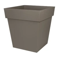 Pot de fleurs Carré 50 cm – EDA - Toscane – 49,5 x 49,5 x H.52,5 cm - 87 L – Taupe(m-1)