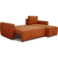 Canapé d'angle convertible 3 a 4 places PHARELL - Tissu velours cotelé terracotta - Réversible - L 224 x P 155 x H 85 cm(m-5)