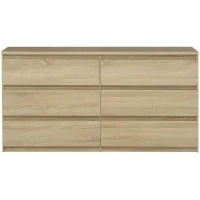 Commode CHELSEA 6 Tiroirs - Couleur chene - L 154 x P 42,2 x H 79,9 cm(m-5)