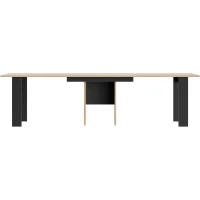 Table console extensible - DIAGONE - EXIT - Chene clair / Noir - Jusqu'a 14 couverts - 160/295 x 80 x 77 cm(m-6)