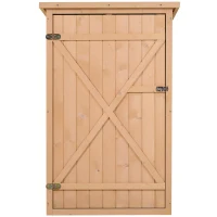 Outsunny Armario de Jardín de Madera para Exterior para Herramientas con 2 Estantes Techo Asfáltico 75x56x115cm Natural(m-7)