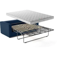 Canapé 3 places - Delta - Tissu Bleu - Convertible semi-express matelas 13cm - 190 x 92 x 90 cm(m-5)