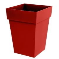 EDA Pot de fleur carré TOSCANE - 51 L - 39 x 39 x H 53 cm - Résistant gel et UV - Rouge rubis(m-1)
