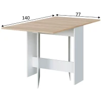 Table de cuisine rabattable FLY - Mélaminé blanc artik et chene - L 31/140 x P 77 x H 78 cm(m-5)
