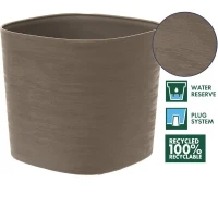 Pot avec réserve d'eau - GARDEN ID Respect - Taupe 25 x 25 cm - 100% déchets ménagers - 100% recyclable - Surface structurée.(m-2)