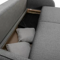 Canapé convertible BARI 3 places - Tissu anthracite - Coffre de rangement - L215 x H89 x P100 cm(m-4)