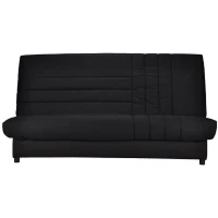 COMFORT BULTEX Banquette clic-clac 3 places -Tissu noir - Made in France - L 192 x P 95 cm - BEIJA(m-1)