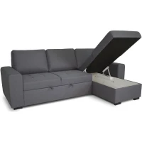 Canapé d'angle convertible réversible CATHY 3 places - Tissu Gris - L 242 x P 155 x H 85 cm(m-3)