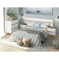 Commode 3 tiroirs - Décor chene et blanc - Finition satinée - L79 x P41 x H90 cm - TEMPUS(m-5)