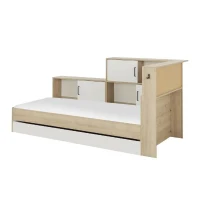GAMI Erwan Lit enfant avec rangements - Décor blanc et châtaignier - 90 x 200 cm(m-6)
