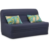 Banquette BZ - 2 places - Bleu Marine - Coussins Jungle - couchage 140 x 190 x 9 cm - Joe(m-1)