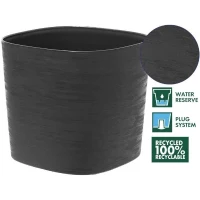 Pot avec réserve d'eau - GARDEN ID Respect - Noir-Anth 25 x 25 cm - 100% déchets ménagers - 100% recyclable - Surface structurée.(m-2)