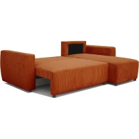 Canapé d'angle convertible 3 a 4 places PHARELL - Tissu velours cotelé terracotta - Réversible - L 224 x P 155 x H 85 cm(m-6)