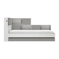 GAMI Erwan Lit enfant avec rangements - Décor blanc et gris- 90 x 200 cm(m-3)